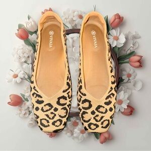 Tan and Black Leopard Print Flats